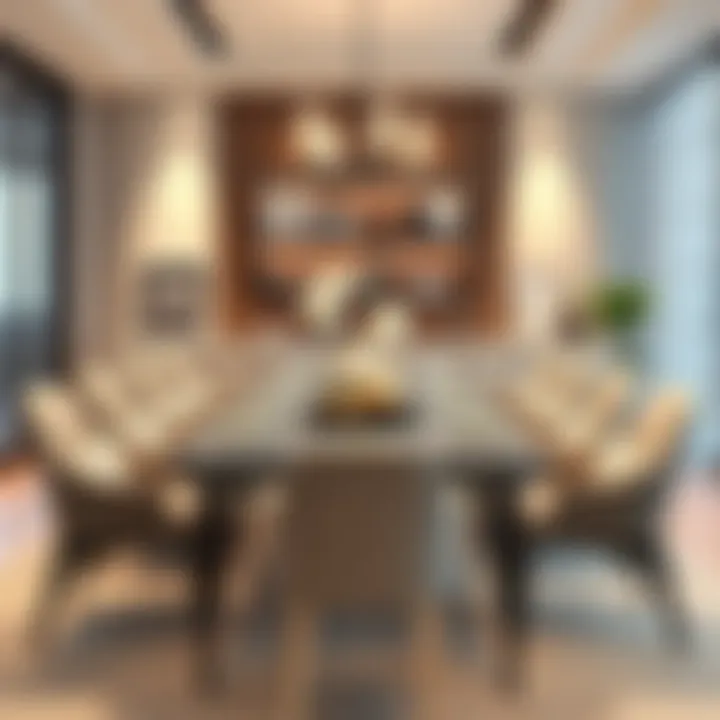 Elegant dining setup for twelve with modern design elements