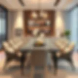 Modern Elegance for Group Dining Elegant dining setup for twelve with modern design elements