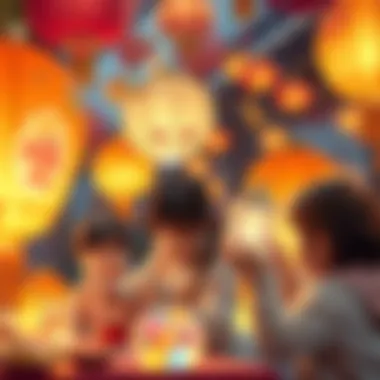 Creative Lantern Decoration Children decorating lanterns with creative designs