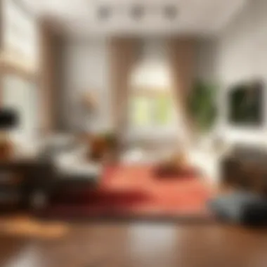 A beautifully arranged living space featuring a stylish 6 square meter rug