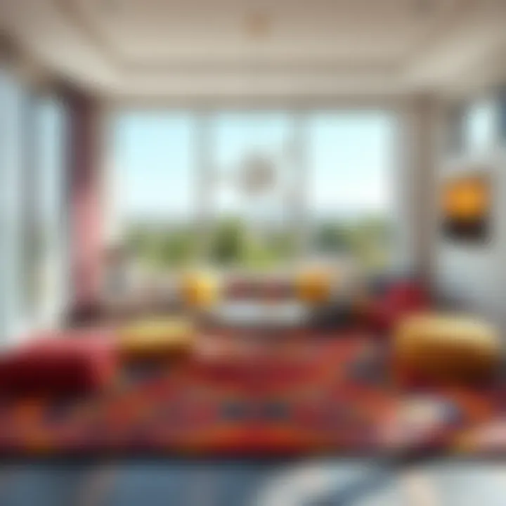 A vibrant 6 square meter rug enhancing the aesthetics of a modern room