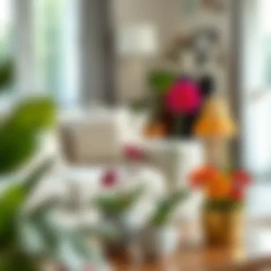 Aesthetic arrangement of potted flowers in a living room