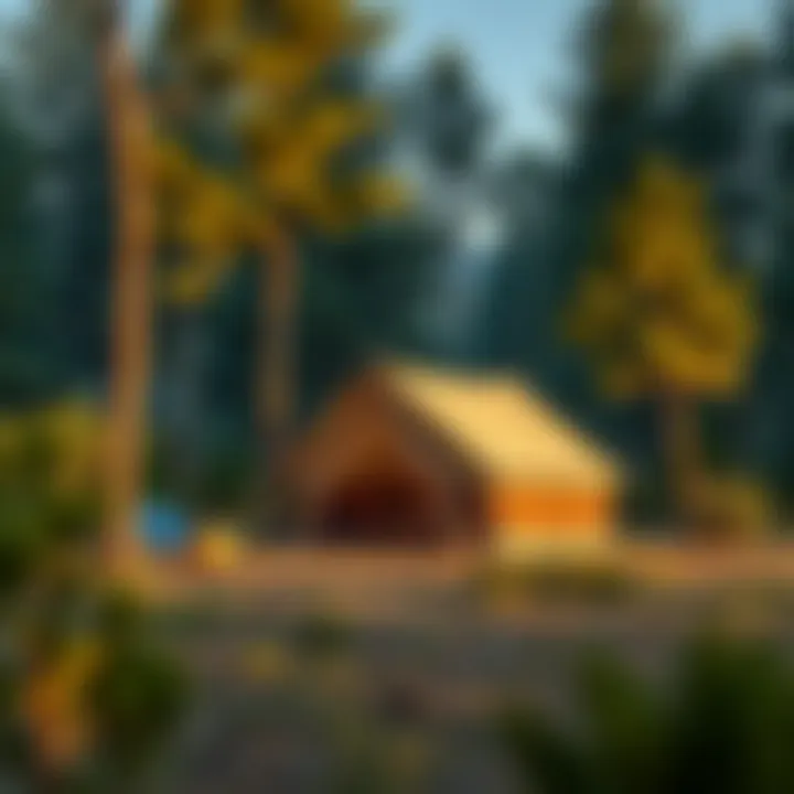Tent setup in a tranquil camping area surrounded by trees