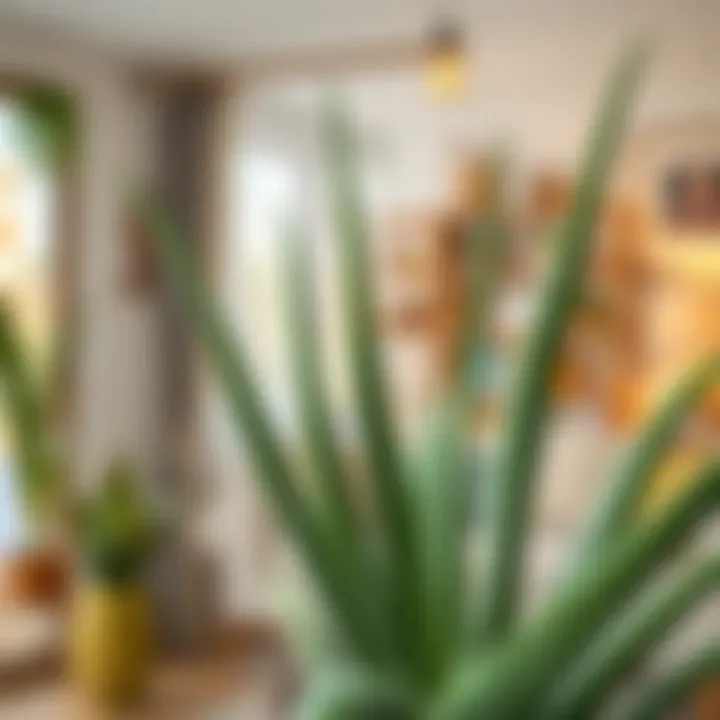 Aloe vera placed in a cozy home interior setting
