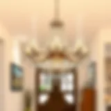 Elegant chandelier in a contemporary entryway