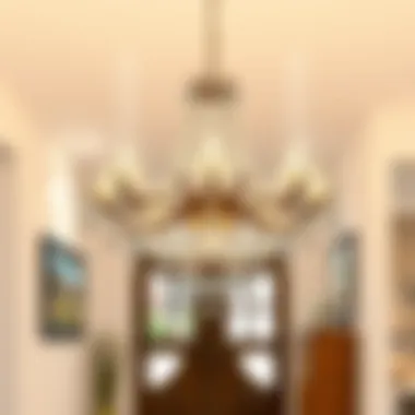 Elegant chandelier in a contemporary entryway