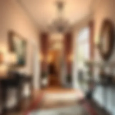 Stylish foyer with chandelier and decor