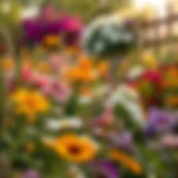 A blooming garden filled with aromatic flowers creating a vibrant atmosphere