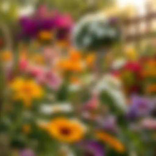 A blooming garden filled with aromatic flowers creating a vibrant atmosphere