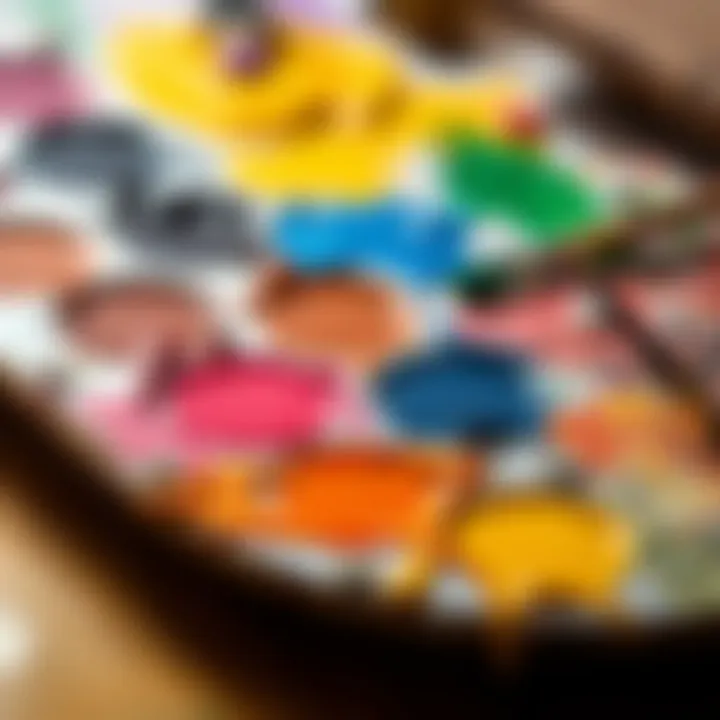 Artist's Palette of Colors An artist's palette filled with various oil paint colors