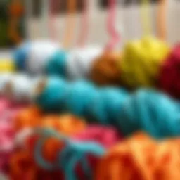 Colorful paper yarn displayed in a creative arrangement