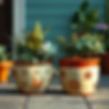 Finished planters adorned with plants