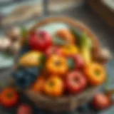 Vibrant autumn fruits in a rustic basket