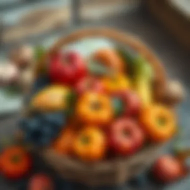 Vibrant autumn fruits in a rustic basket