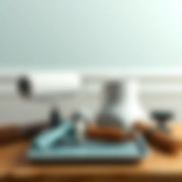 Rollers and trays set up for painting