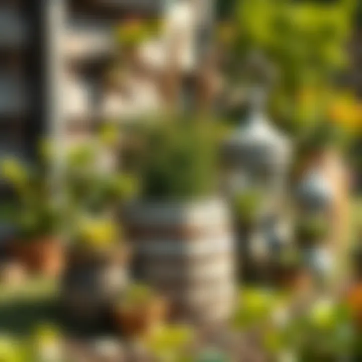 Sustainable garden decor using recycled materials