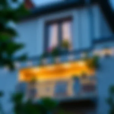 Balcony design with decorative elements and lighting