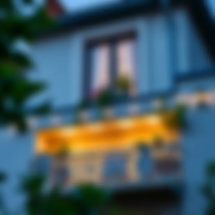 Balcony design with decorative elements and lighting