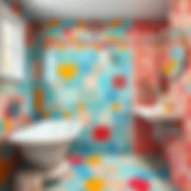 Colorful transformation of bathroom tiles