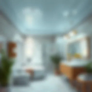 Creative Layout of Plastic Ceiling in Bathroom Stylish bathroom showcasing a creative plastic ceiling layout