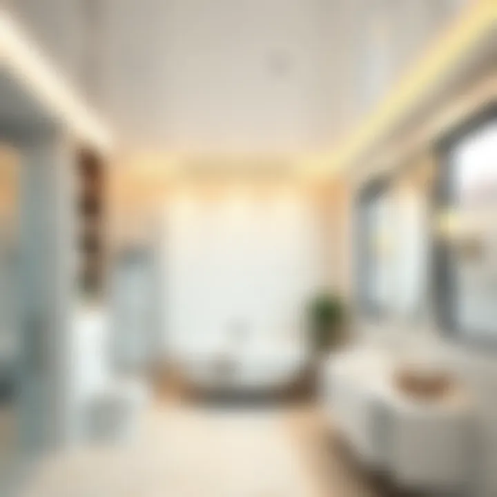 Modern Plastic Suspended Ceiling in a Bathroom Elegant bathroom with a modern plastic suspended ceiling design