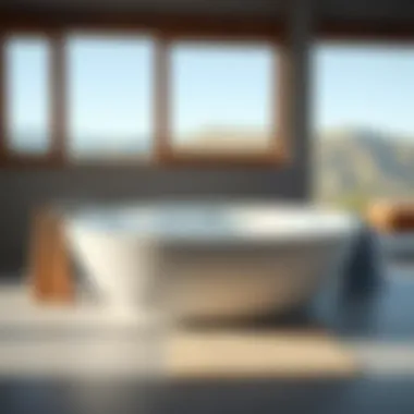 Minimalist soaking tub with serene ambiance