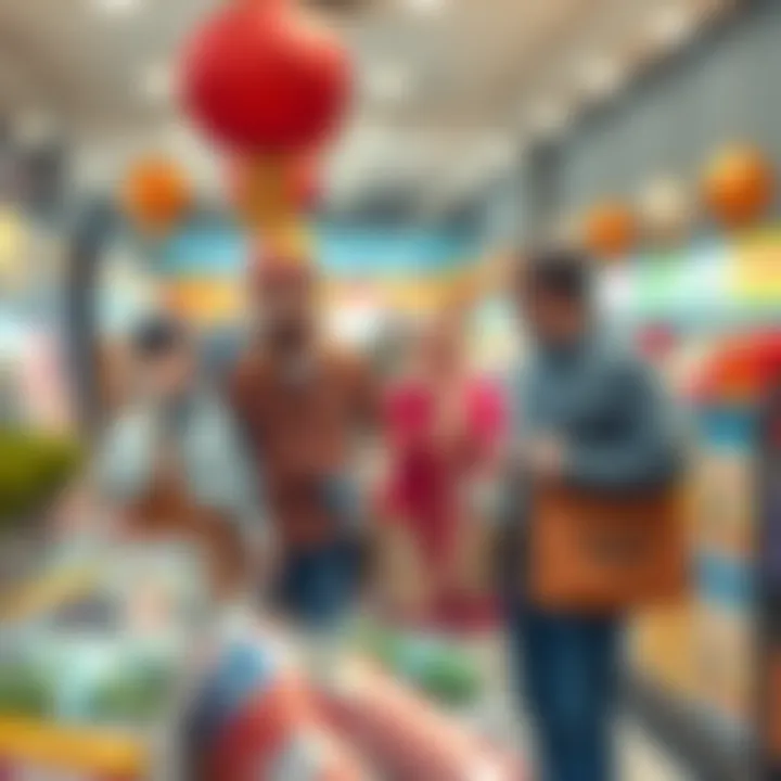 Family members joyfully shopping for bayram essentials