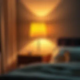 Elegant modern bedside lamp illuminating a cozy bedroom
