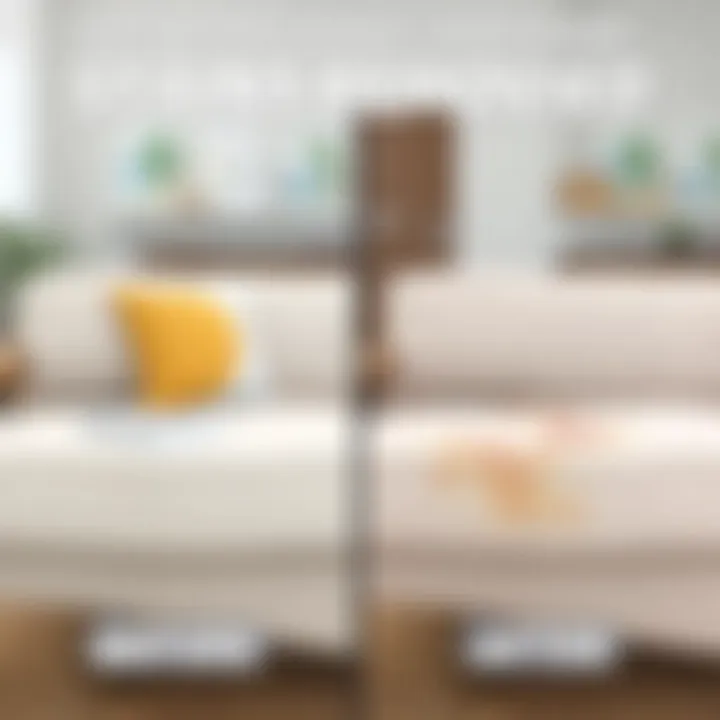 Transformative Cleaning: Stains Removed Before and after cleaning comparison of a couch with noticeable stains