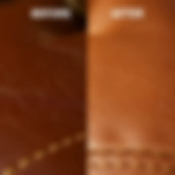 Before and after leather cleaning