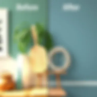 Before and after of wallpaper painting