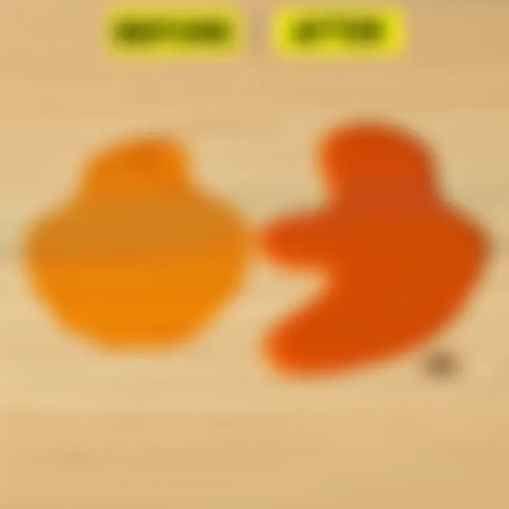 Before and after glue stain removal comparison