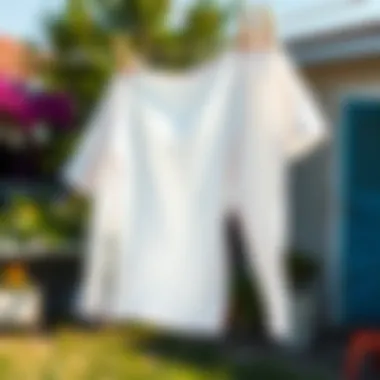 A vibrant, freshly laundered white garment hanging outdoors