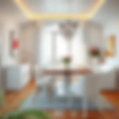 Cozy dining area decorated with white lacquer furniture