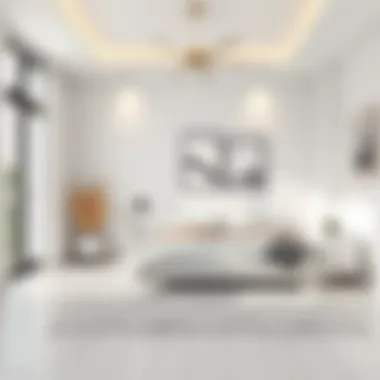 Modern design elements in a white bedroom