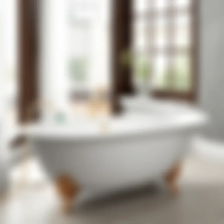 Elegant freestanding bath tub with stylish fixtures