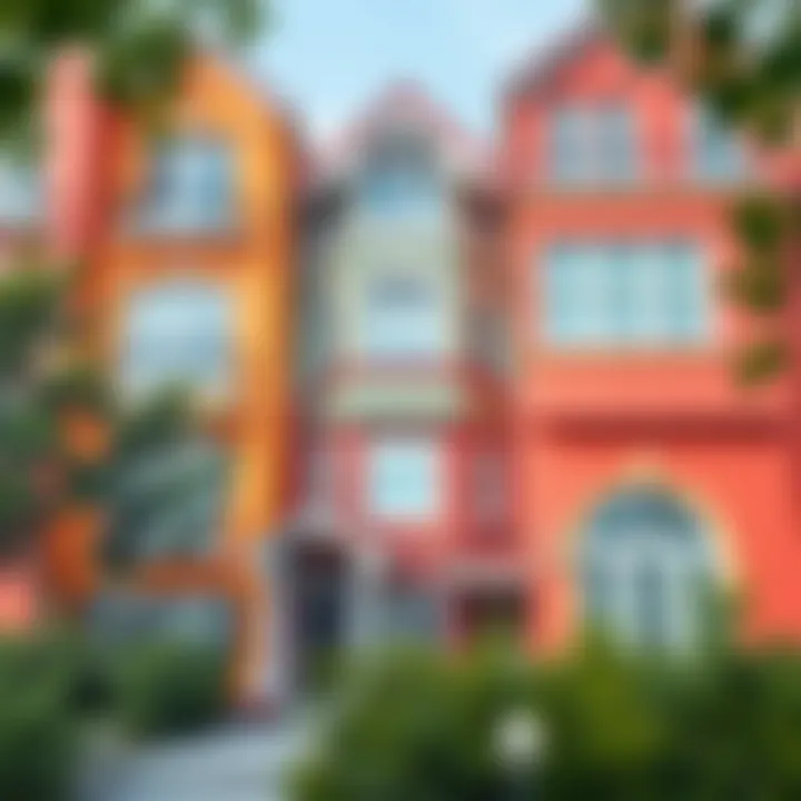 Choosing Colors for Residential Buildings An illustration of various exterior color schemes suitable for residential buildings