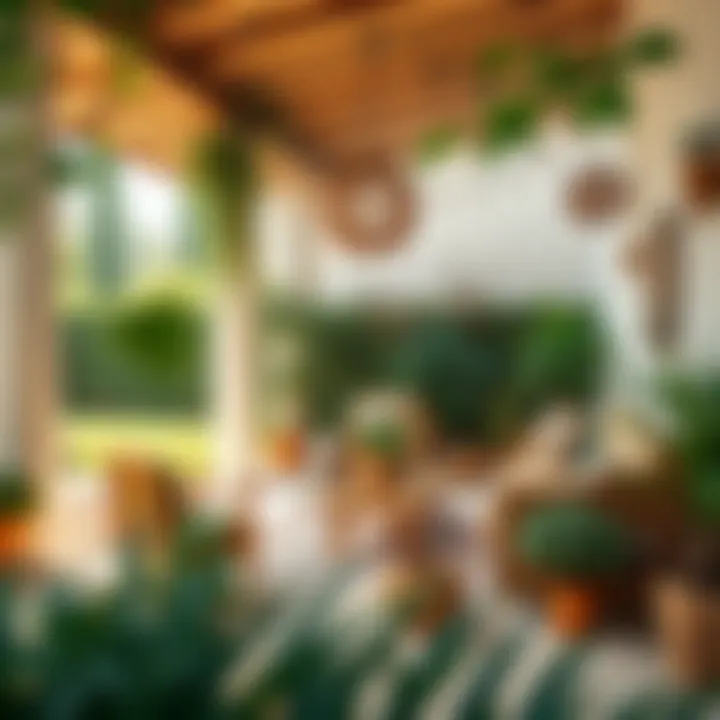 Serene Bohemian Outdoor Space A serene bohemian-inspired outdoor space with lush greenery and artistic furniture