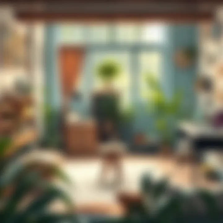 Artistic Bohemian Workspace An artistic workspace designed in a bohemian style, filled with creativity and inspiration