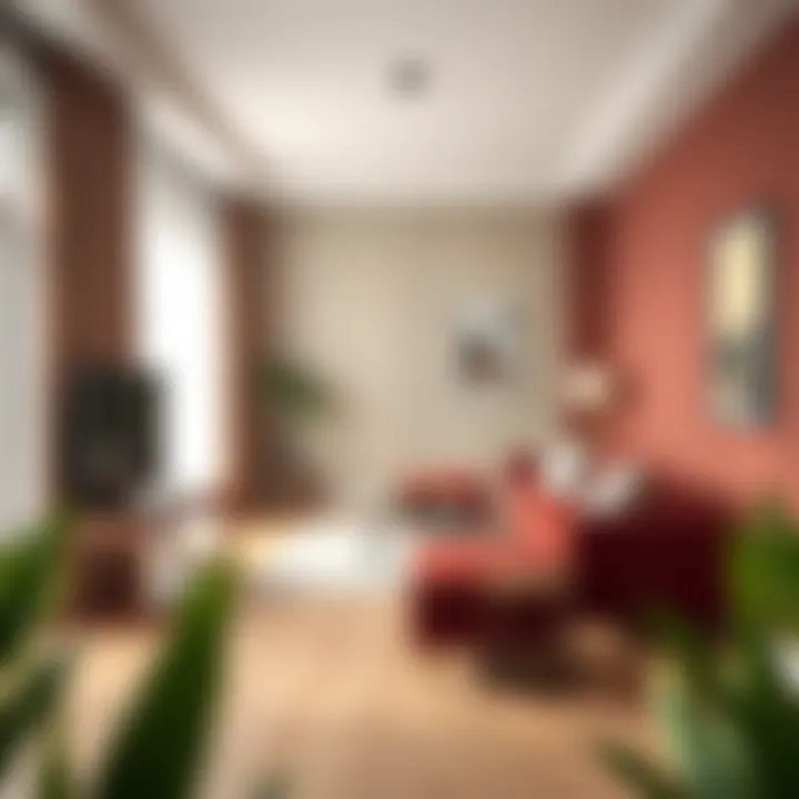 Stylish décor featuring burgundy and beige furniture