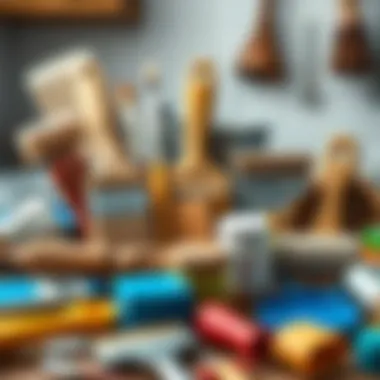 Various painting tools and materials