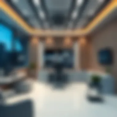 Balancing Technology and Aesthetics in Broadcasting Room Design A modern broadcasting room showcasing a blend of technology and aesthetics