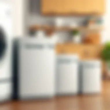 Various sizes of dishwashers displayed for comparison