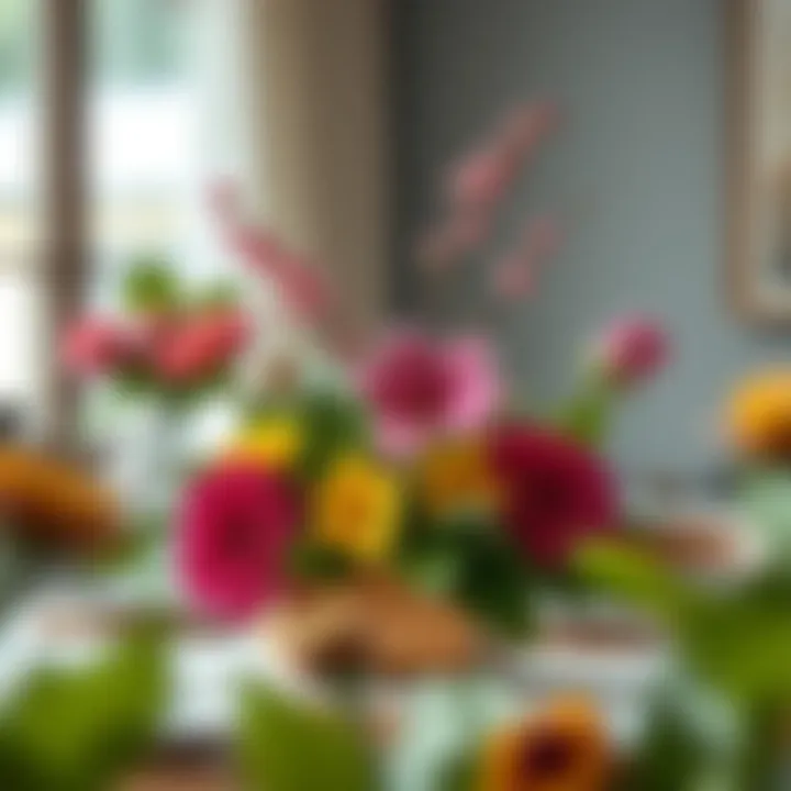 DIY project featuring large-leaved flowers as centerpieces