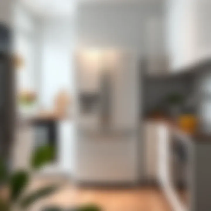 Finished painted refrigerator in modern kitchen