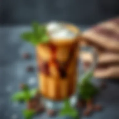 Delicious Iced Coffee Garnish Delicious iced coffee with a garnish of mint leaves