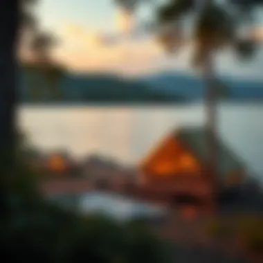 Tent set up by a serene lake in Istanbul's countryside