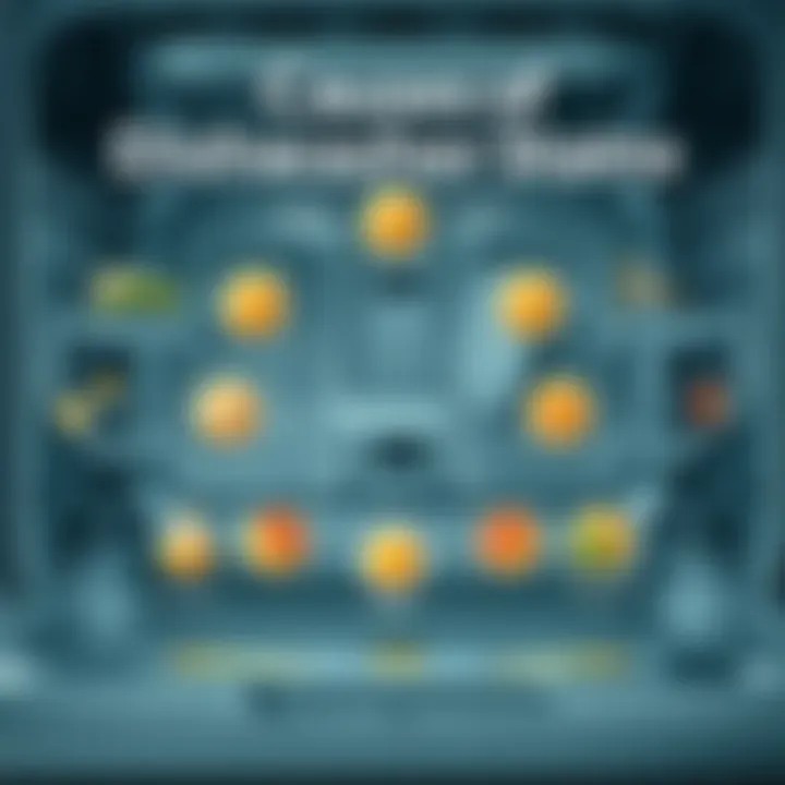 Graphic showing common causes of stains in dishwashers