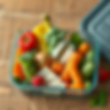 Creative lunchbox filled with diverse healthy foods