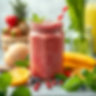 Nutritious smoothie in a jar with fresh ingredients